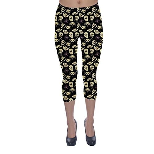 Jogja Glowing Halloween Pattern Capri Leggings Black