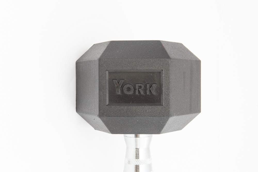 York Barbell Rubber Hex with Chrome Ergo Handle