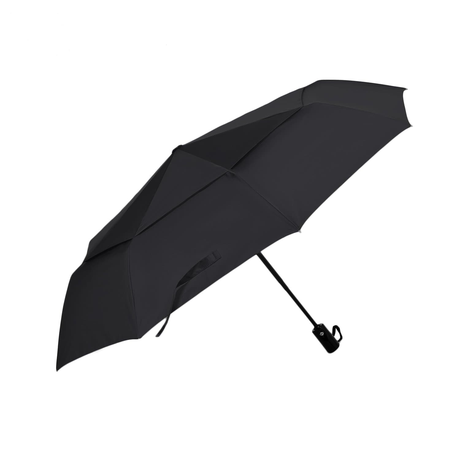 DreamTECH 8-Ribs Automatic Open/Close Folding Umbrella Black with 46" (103 cm) and 210T Fabric Canopy Offers Wind-Proof, Double Layer Storm Protection and Innovative Easy-Fold Mechanism