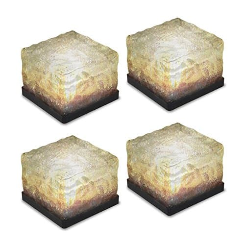 Solar Path Ice Cube Lights LED In-ground Buried Brick Landscape Light 4Pcs For Garden Courtyard Pathway Patio Pool Pond Outdoor Decoration