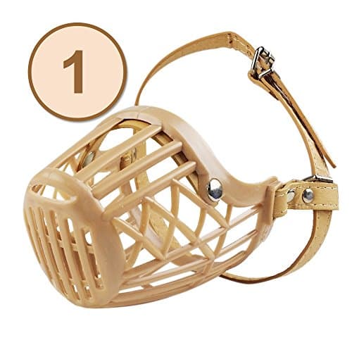 Air Dog Muzzle | Softest Breathable Mesh Snout Basket Cage | Multiple Size for All Dogs with Adjustable Leather Strap | Safe Protection & Training Tool | Beige Size S | 1235.1