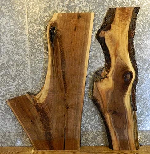 2- Black Walnut Rustic Sofa/Side/End Table Top Live Edge Wood Slabs T: 1 1/4'', W: 22 5/8'', L: 39 3/4'' - 4250-4251