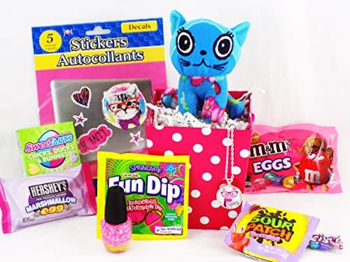 Trendy Cat Themed Easter Candy and Toy Easter Basket with Plush