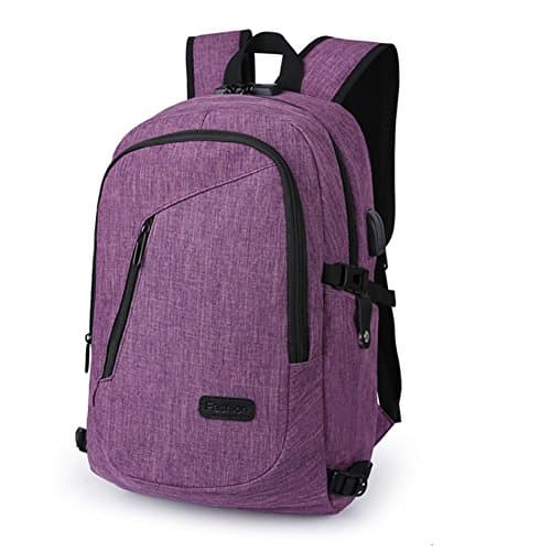 Anti-theft Backpack,35L Daypack Backpack with USB Charging Port Headphone Interface and Password Lock,Daily Waterproof Rucksack,Laptop Backpack for 12-16 inches Laptop (Purple)