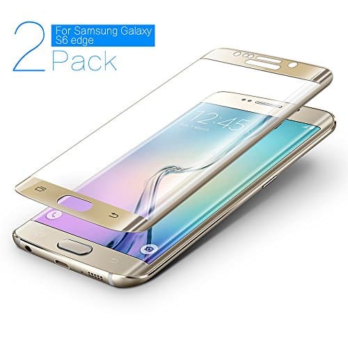 Galaxy S6 Edge Plus Screen Protector, JACNITAD S6 Edge Plus Tempered Glass Full Coverage 3D Curved High Definition Ultra Clear Film Screen Protector for Samsung Galaxy S6 Edge Plus (Gold) (2-Pack)