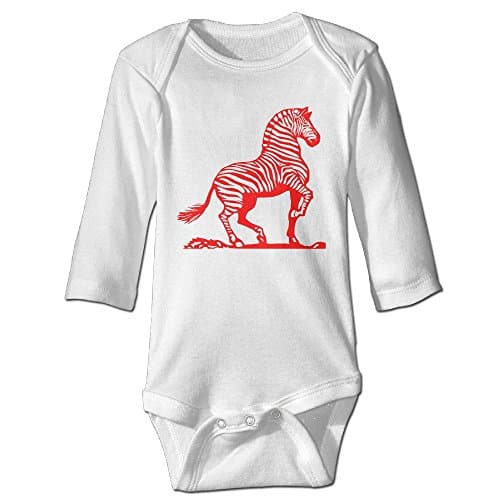 Red Zebra Pattern Vector Creative Baby's Long Sleeve Comfortable Bodysuit (Bottom 3 Buttons)