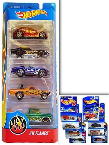 Hot Wheels HW Flames Showdown Bundle: 5 Pack- '68 El Camino, '69 COPO Corvette, Dodge Viper RT/10, Chysler Pronto, Custom 62 Chevy (Colors May Vary) &amp; 1 Hotwheels ShowdownDie Cast Metal Car
