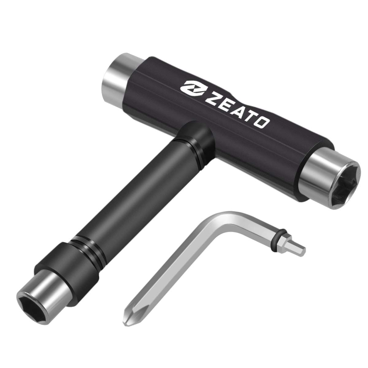 Zeato All-in-One Skate Tools Multi-Function Portable Skateboard T Tool Accessory with T-Type Allen Key and L-Type Phillips Head Wrench Screwdriver