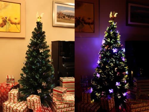 6 FT PRE-LIT MULTI COLOR LED LIGHTS &amp; FIBER OPTIC CHRISTMAS TREE WITH ANGEL TOPPER