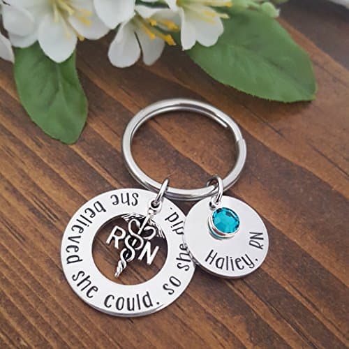 She Believed She Could, So She Did Personalized RN Nurse Keychain