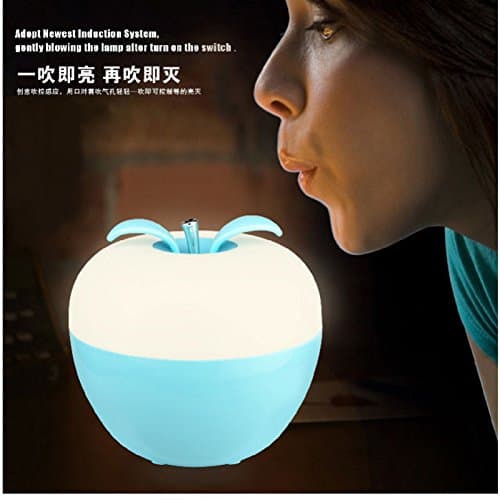 Ckool Blow Light LED USB Rechargeable Blowing Control Kerosene Lamp Dimmable Bedside Desk Lamp Nightlight Cosmos Apple Lamps (Blue)