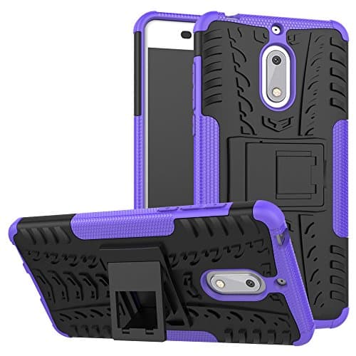 Nokia 6 Case, Moment Dextrad [Built-in Kickstand] [Dual Layer] [Shock Proof] [Non-Slip Design] [Scratch/Dust Proof] [Heavy Duty Protection] (Nokia 6 Hybrid case) (Purple)