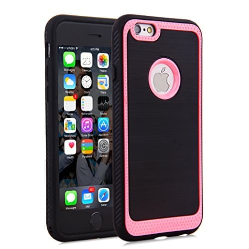 iPhone 6s Case,iPhone 6 Case,Geminiman Flexible Slim Fit Heavy Duty Protection Rugged Shock-Absorption and Anti-Scratch Protective Cover For Apple iPhone 6S/6 4.7 inch(Black&amp;Pink)