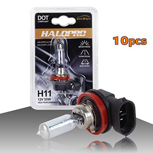 Partsam 10pcs HaloPro High performance Halogen bulb H11 for Low Beam/ Fog driving light/ Daytime Running light DRL Perfectly replace OE bulb