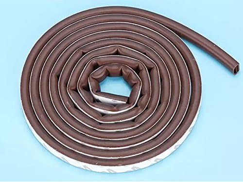 Silicone Rubber Weather Stripping for Doors and Windows, Multi-hole D Shaped Flexible Ageing-resistant Soundproof Collision Avoidance Weatherstrip 3M Self Adhesive Sealing Strip Tape, 1/2 in x 9/16 in x 19.6 ft (Brown)