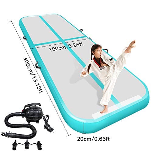 Airacker 9.84ft/13.13ft/16.4ft/19.69ft/23ft/26ft/29ft/33ft/36.ft/39ft Air Track, Tumbling Mat, Inflatable Gymnastics Airtrack Mat, Air Floor Mat with Electric Air Pump for Training/Cheerleading