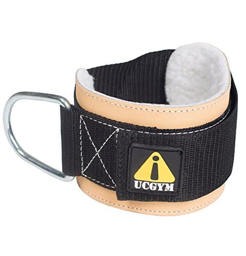 LEATHER ANKLE CUFF by UCgym with Double D-Ring: Great for Leg Workout