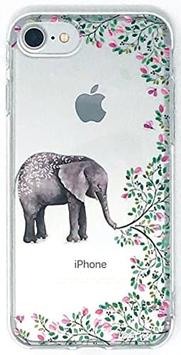 iPhone 7 Case, YogaCase InTrends Silicone Back Protective Cover (Elephant Flowers)