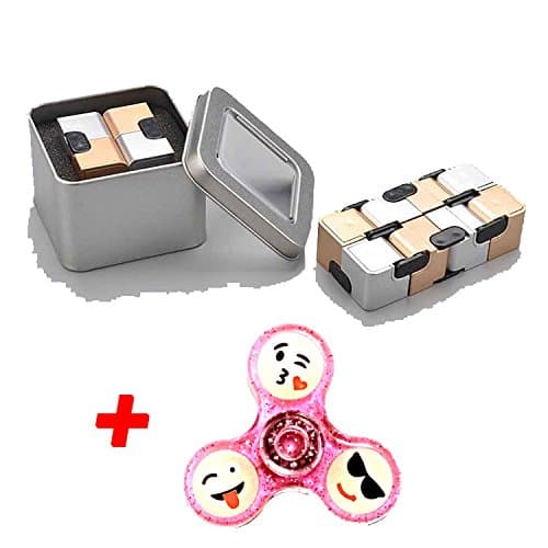 Aluminum Infinity Cube Gold &amp; Silver with Case Come with Fidget Spinner Emoji Glow in The Dark Pink