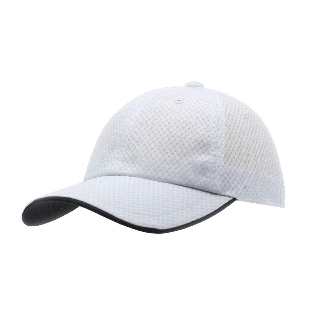 Plain Pro Cool Mesh Low Profile Adjustable Baseball Cap (Athletic Mesh White)