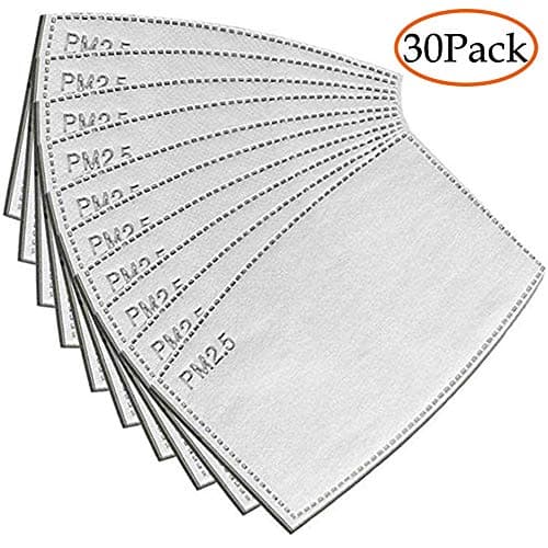 30 Pcs PM2.5 Activated Carbon Filter for Breathing Insert Protective mask Anti Pollution Washable Cotton for adult Outdoor Activities (30Pcs Filter)