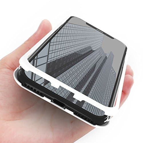 iPhone X case, VPR Ultra Thin 360°Degree Full Body Protective Cover Case with Metal Frame [Magnetic Adsorption Technology] [Tempered Glass Back] [Support Wireless Charging] for iPhone X / 10 (White)