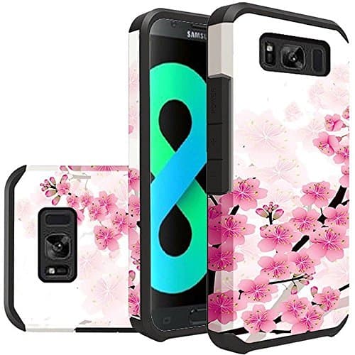 S8+ PLUS Case, Galaxy S8+ PLUS Case, G955, Rubberized Design Slim Dual layer Hybrid Bumper Case [ DROP PROTECTION/SHOCK ABSORBTION] For Samsung Galaxy S8+ PLUS (Sakura Cherry Blossom Exotic Floral)