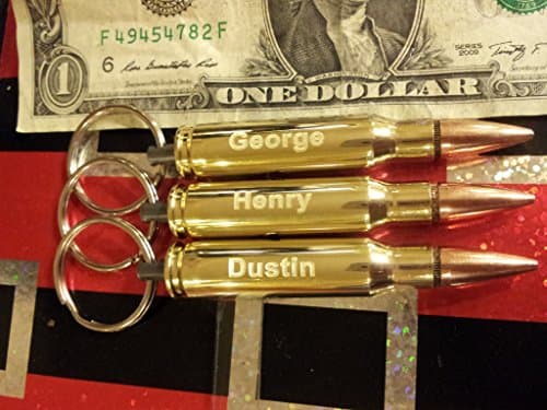 Three Engraved small caliber .308 bullet bottle opener key chains Great stocking stuffer for Dad