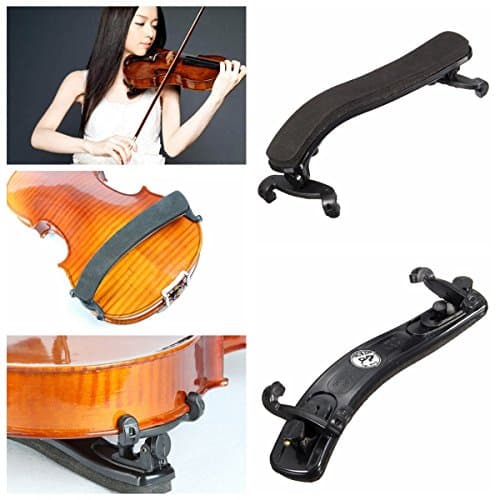 Adjustable Violin Shoulder Rest Plastic EVA Padded for 3/4 4/4 Size Violin Universal Type Violin Parts (Black)