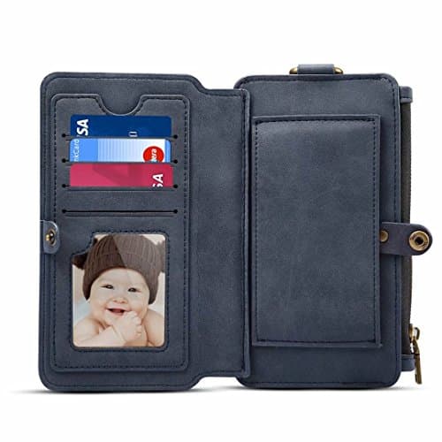 Galaxy S8 Plus Wallet Case, Sogola PU Leather Protective Shell Detachable Folio Flip Holster Carrying Case [ Many Card Slots ] [1 Photo slot] for Samsung Galaxy S8+ Plus 2017- Blue