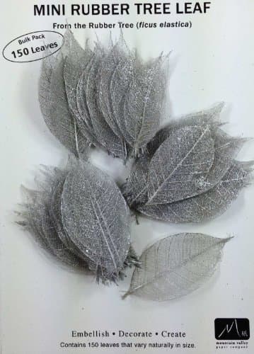 SILVER MINI RUBBER TREE LEAVES - Pack of 150