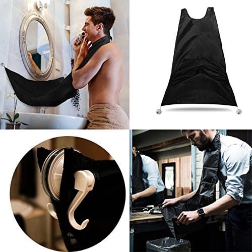 Beard Apron, Beard Catcher Bib with Suction Cups for Mirror. Easy and Effective Way to Keep Your Sink Clean. Perfect Beard Care Shaving Hair Catcher Gift for Gentleman