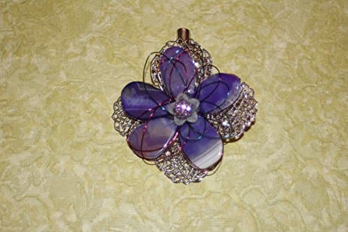 Silver Clip with Purple Agate Flower