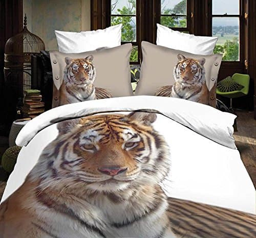 Luxury Polyester 3D Tiger Bedding Bed Sheet Set Bedclothes Duvet Cover Set Bedding Set Choose Size - King, Queen, Twin