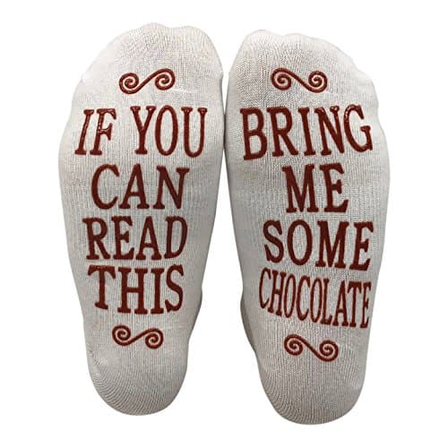 MSquaredIf You Can Read This Bring Me Some Chocolate Gift Socks - Perfect Hostess or Housewarming Gift Idea, Birthday Present, or Mother's Day Gift for a Chocolate Enthusiast