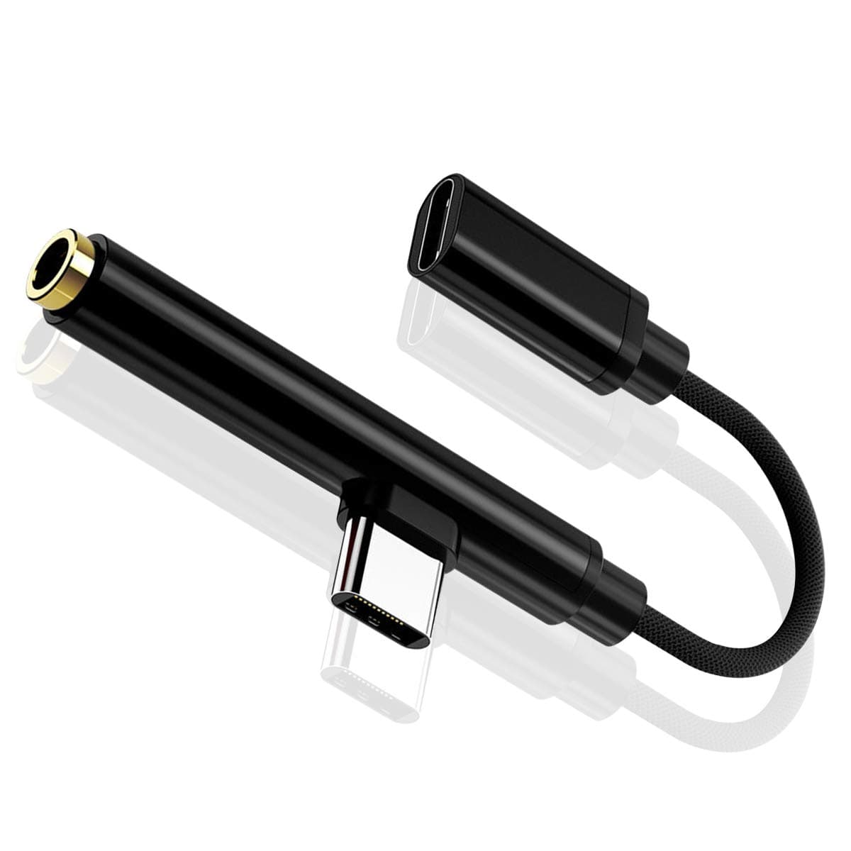 Type C to 3.5mm Headphone AUX Jack Cable Adapter, for Huwei Xiaomi Motorola Type C 3.1 Male to 3.5mm Female Stereo Audio Headphone Connector (Black AC)