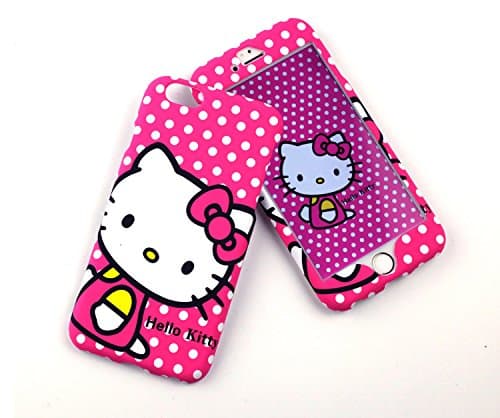 iPhone 6 6S KT Case, Front Back Cartoon Hello Kitty 360 full protect Gel Cover Case for 4.7 inche iPhone6 6S Case kitty design Snap shell with glass protector