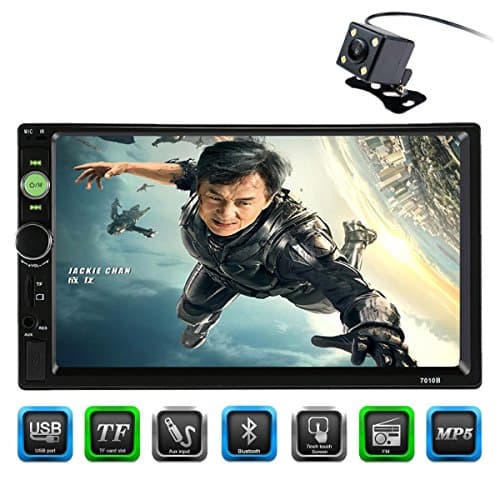 CARED 7inch Car MP5 Player,Touch Screen,Universal Double din Car Audio,Bluetooth Car Stereo Receiver,Steering Wheel Control,Digital LCD Monitor, Rear View Camera,Bluetooth/MP3/USB/SD,Wireless Remote