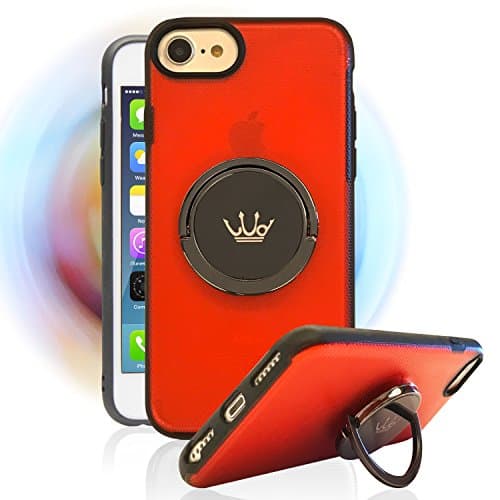 Doonpa Multifunction Spinner Cellphone Case for Apple iPhone 8,iPhone 7,6S,6 with Metal Ring Holder Stand (Red)