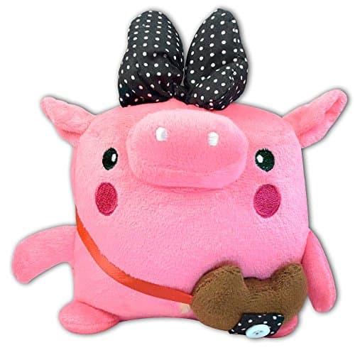 7" Red Pig With Big Dot Bow &amp; Messager Bag Soft Plush Stuffed Animal Suction Cup Cute Toy New