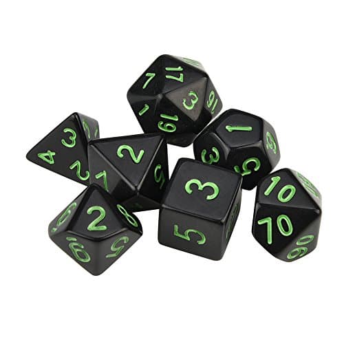 Trpg Dice,Game Dungeons & Dragons Multisided Dice Set,Multicolor Polyhedral D4-D20 Dices 7pcs (Green)