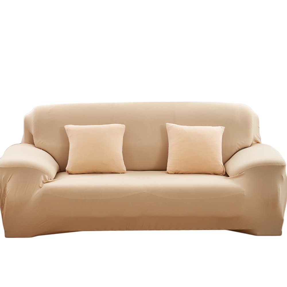 NovaDecor Sofa Cover 3 Seater Stretch Elastic Polyester Fabric Soft Couch Cover Slipcover (Three seater(70''-90''), Creamy-white)