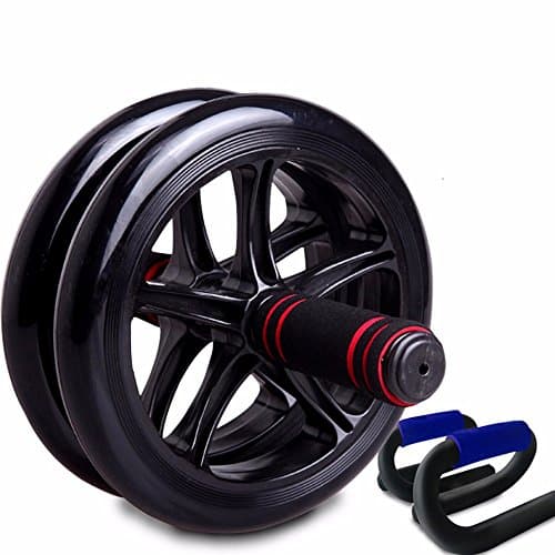 Dual Ab Roller Exercise Wheel & Thick Knee Pad The Perfect Fitness Exerciser – Portable Abdominal Workout Equipment with Soft Foam Handles - Great Core Exerciser For Men and Women - Home Gym Set