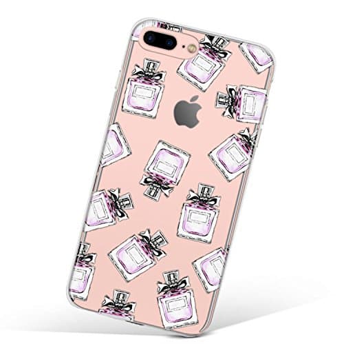 iPhone 8 Plus Case, Cover iPhone 7 Plus, MERCDON Perfume Bottle Pattern Clear Design Hard with TPU Bumper Case Cover for iPhone 7 Plus (2016) / iPhone 8 Plus (2017) (Divine Fragrance)