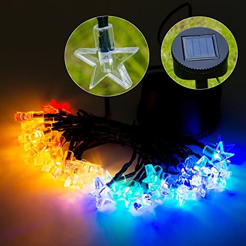 Solar String Lights 20 ft 30LEDs RGB Star Solar Powered Party String Lights Waterproof LED Fairy Lighting for indoor Outdoor Garden Festival Christmas Wedding Holiday Patio Lawn Decorations(Multicol