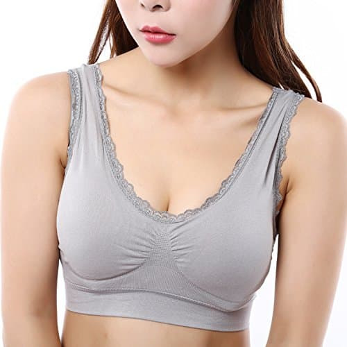 Wengift Lace Edge Double Layer Seamless U-back Full-Support Sports Bra Yoga Bra