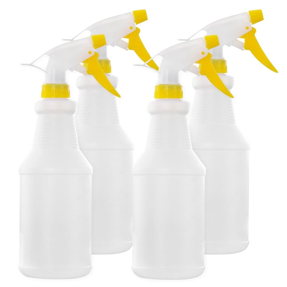 HomeDone Spray Bottle 24 oz Empty, White Translucent Plastic, 4-Pack