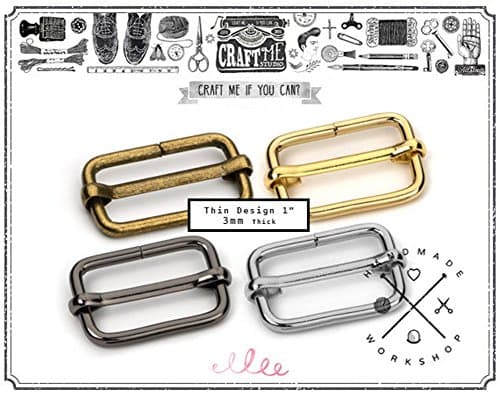 10PCS 1" (INNER SIZE) 3 mm Thickness THIN Movable Bar Slide, Strap Adjuster Slider. Rectangle strap adjuster slider for bags (Silver)