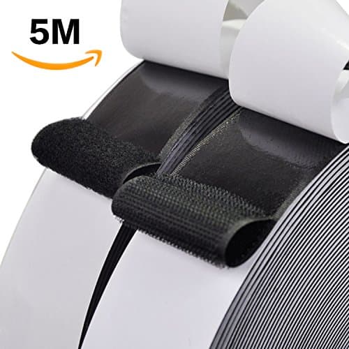 Self Adhesive Hook and Loop Tape, 0.8 in, 16 feet, Heavy Duty Reusable Sticky Back Fabric Fastener, Black