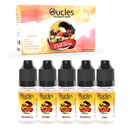 E Liquid E Juice, Oucles 5 X 10ml E Liquid Mixed Fruits|Banana|Blueberry|Strawberry|Orange|Cola|Made for Electronic Cigarette and E Shisha|Nicotine Free